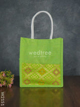 Jute Bag With Raw Silk Fabric & Velcro - W2151 Bags