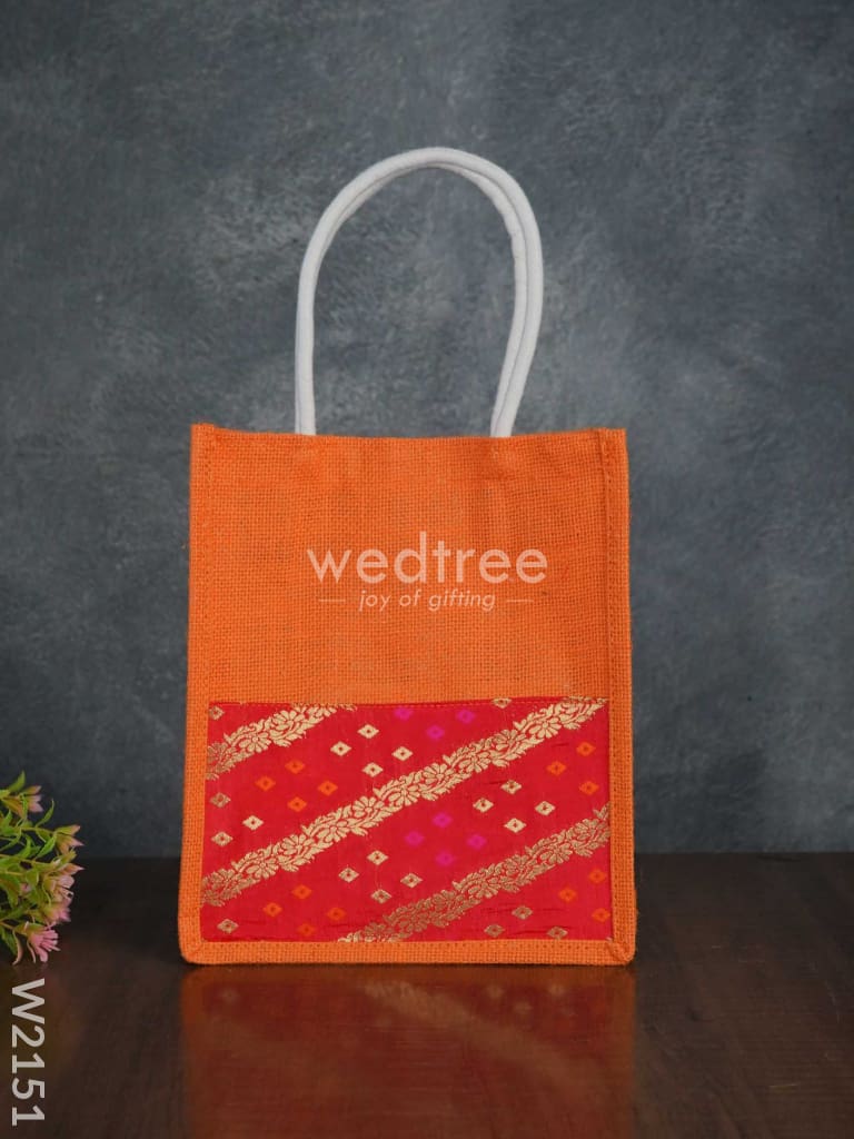 Jute Bag With Raw Silk Fabric & Velcro - W2151 Bags