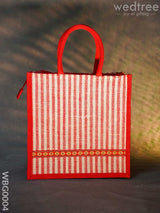 Jute Bag With Strip Prints - Wbg0004 Bags