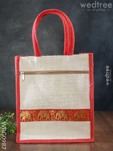 Jute Bag With Zari Lace Work - Wbg0987 Bags