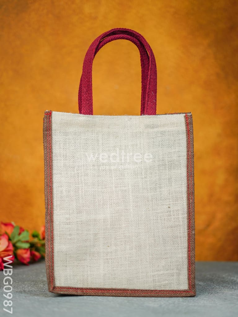 Jute Bag With Zari Lace Work - Wbg0987 Bags