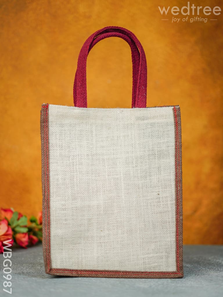 Jute Bag With Zari Lace Work - Wbg0987 Bags