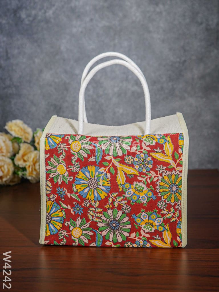 Jute Kalamkari Lunch Bag - W4242 Bags