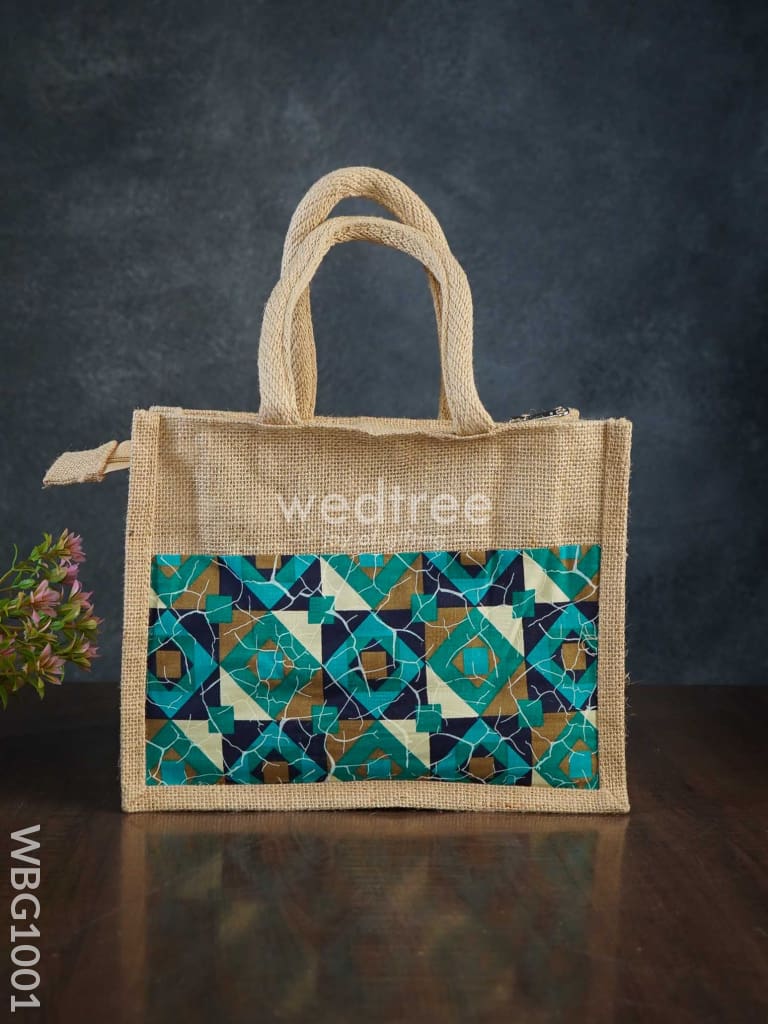 Jute Lunch Bag With Printed Fabric - Wbg1001 Bags