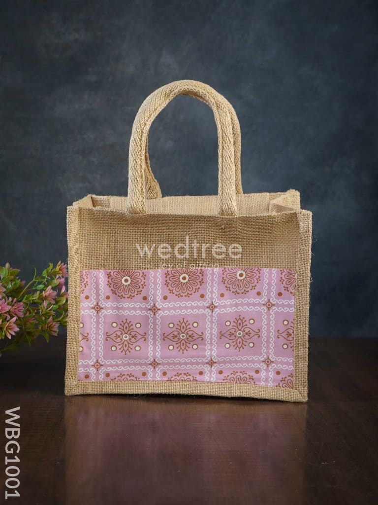 Jute Lunch Bag With Printed Fabric - Wbg1001 Bags