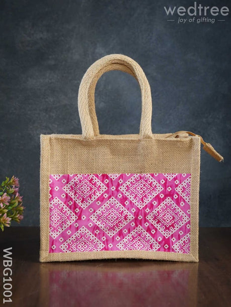 Jute Lunch Bag With Printed Fabric - Wbg1001 Bags