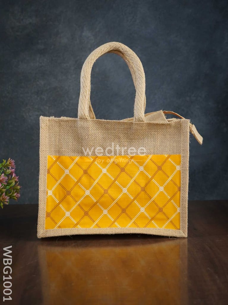 Jute Lunch Bag With Printed Fabric - Wbg1001 Bags