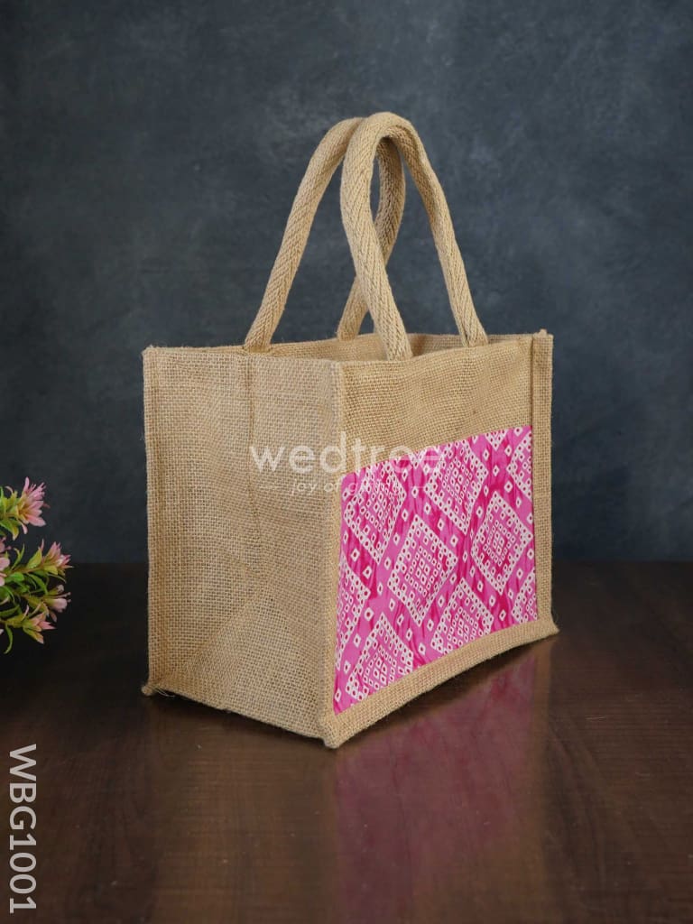 Jute Lunch Bag With Printed Fabric - Wbg1001 Bags