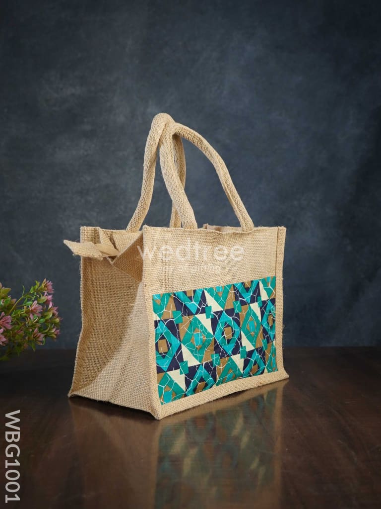 Jute Lunch Bag With Printed Fabric - Wbg1001 Bags