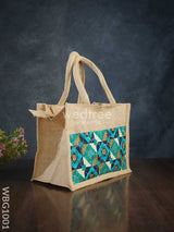 Jute Lunch Bag With Printed Fabric - Wbg1001 Bags