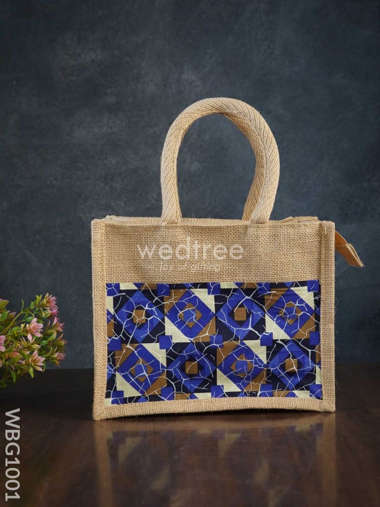 Jute Lunch Bag With Printed Fabric - Wbg1001 Bags