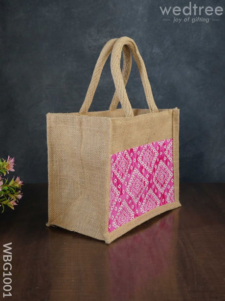 Jute Lunch Bag With Printed Fabric - Wbg1001 Bags