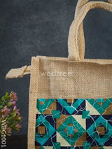 Jute Lunch Bag With Printed Fabric - Wbg1001 Bags