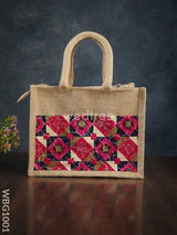 Jute Lunch Bag With Printed Fabric - Wbg1001 Bags