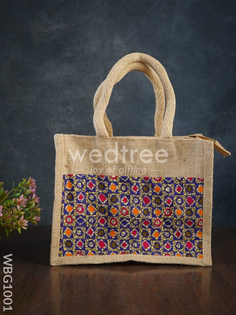 Jute Lunch Bag With Printed Fabric - Wbg1001 Bags