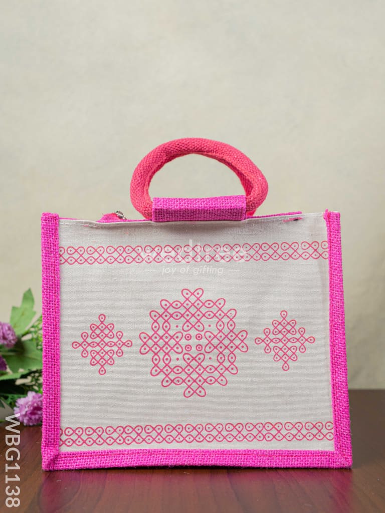 Jute Rangoli Design Bag - Wbg1138 Bags