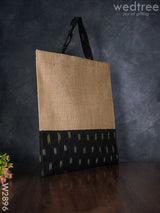 Jute Shopping Bag With Ikkat Fabric - W2896 Bags