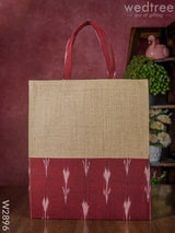 Jute Shopping Bag With Ikkat Fabric - W2896 Bags