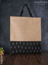 Jute Shopping Bag With Ikkat Fabric - W2896 Bags