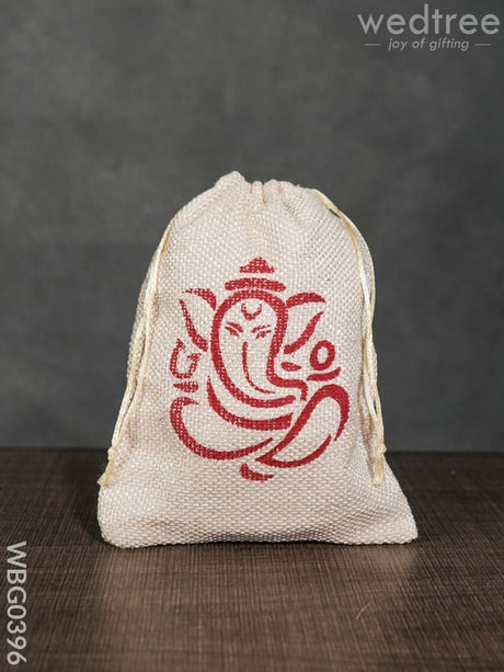 Jute String Bag With Ganesha Print - Wbg0396 Bags
