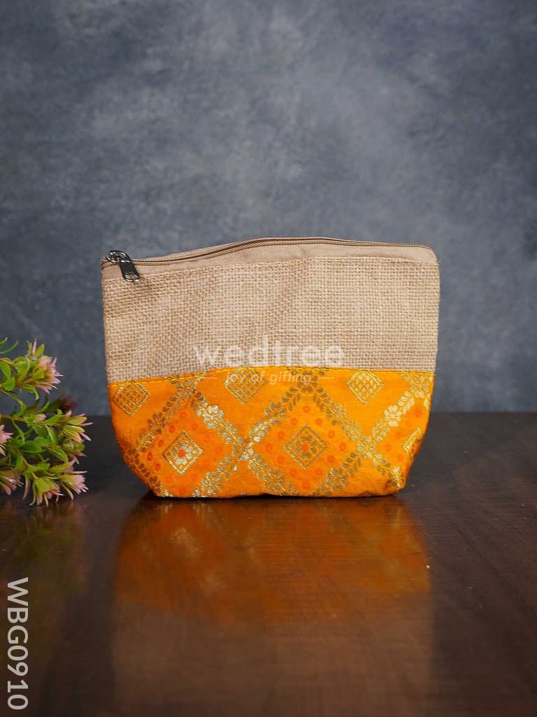 Jute With Raw Silk Return Gift Purse - Wbg0910 Bags