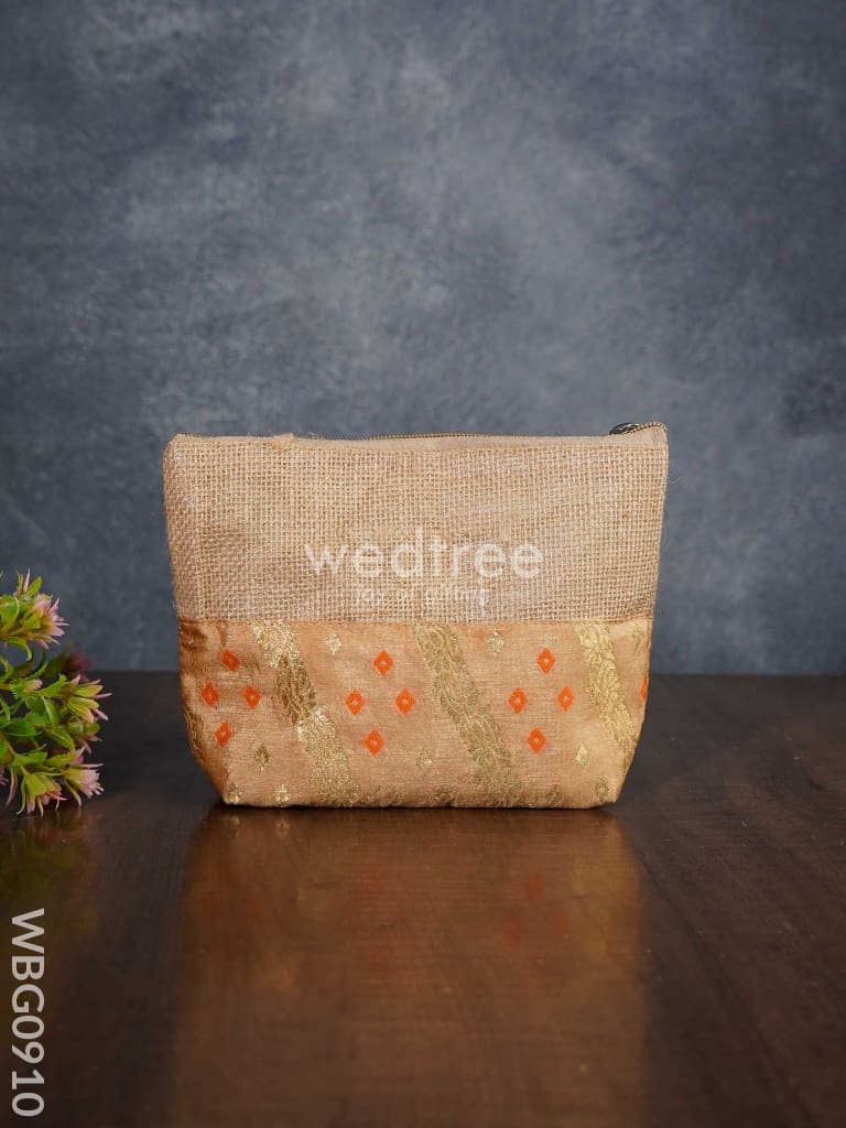 Jute With Raw Silk Return Gift Purse - Wbg0910 Bags