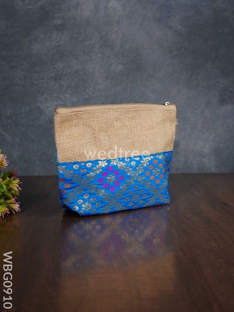 Jute With Raw Silk Return Gift Purse - Wbg0910 Bags