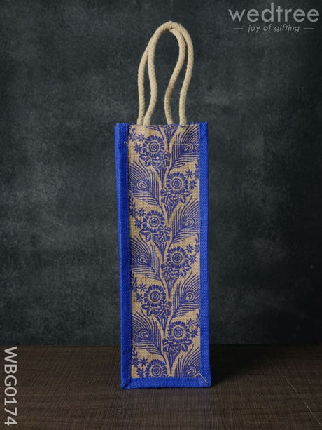 Jutebag - Water Bottle Bag With Floral Print Wbg0174 Jute Bags