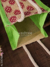 Jutebag - Water Bottle Bag With Floral Print Wbg0174 Jute Bags