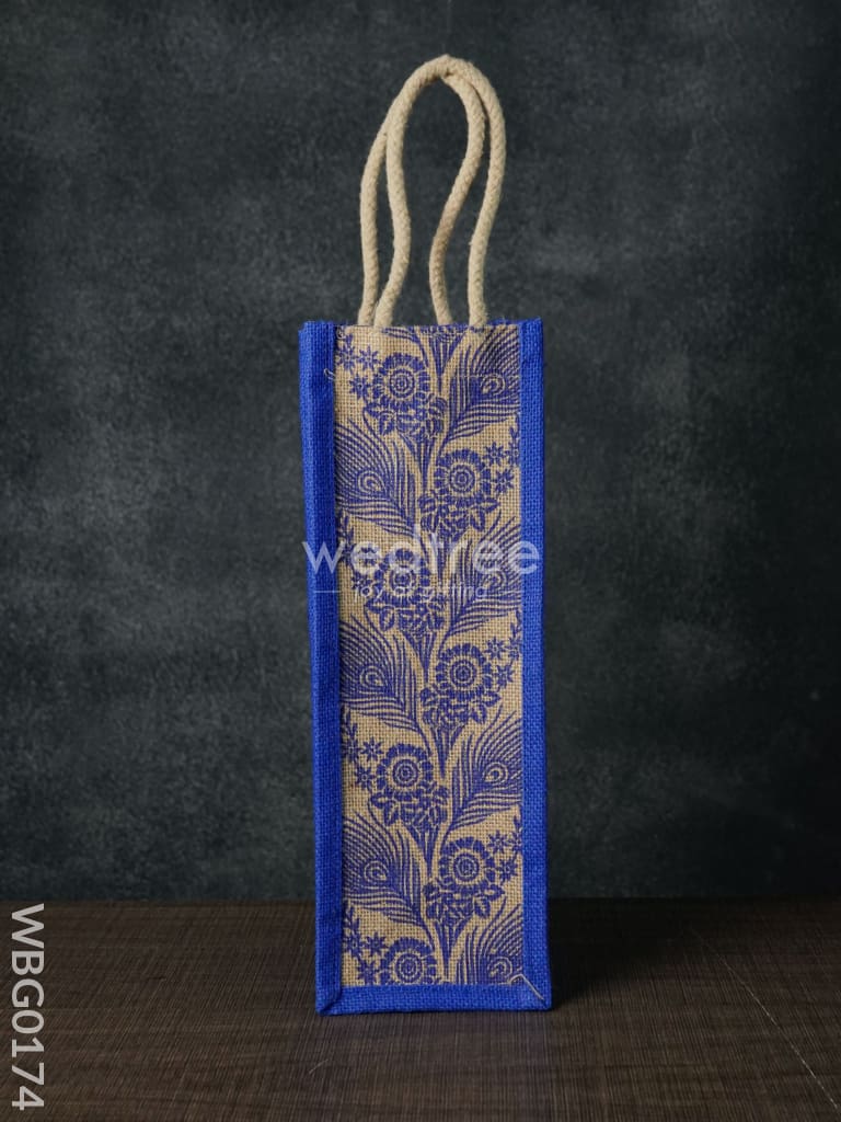 Jutebag - Water Bottle Bag With Floral Print Wbg0174 Jute Bags