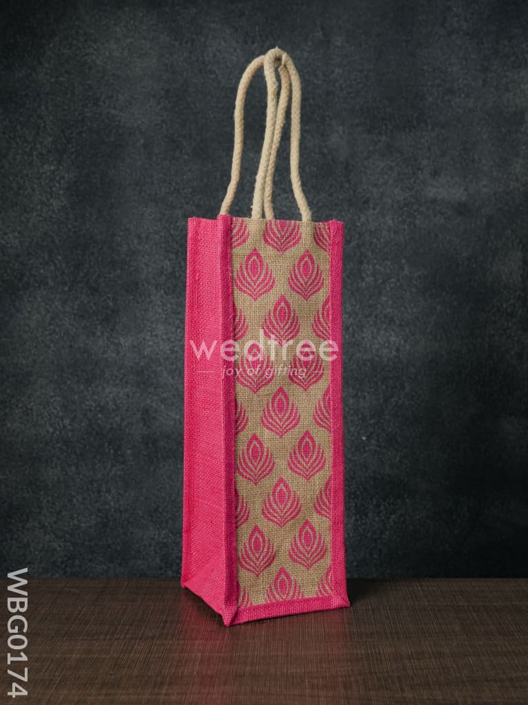 Jutebag - Water Bottle Bag With Floral Print Wbg0174 Jute Bags