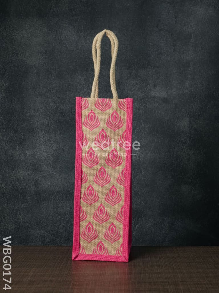 Jutebag - Water Bottle Bag With Floral Print Wbg0174 Jute Bags