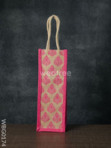 Jutebag - Water Bottle Bag With Floral Print Wbg0174 Jute Bags