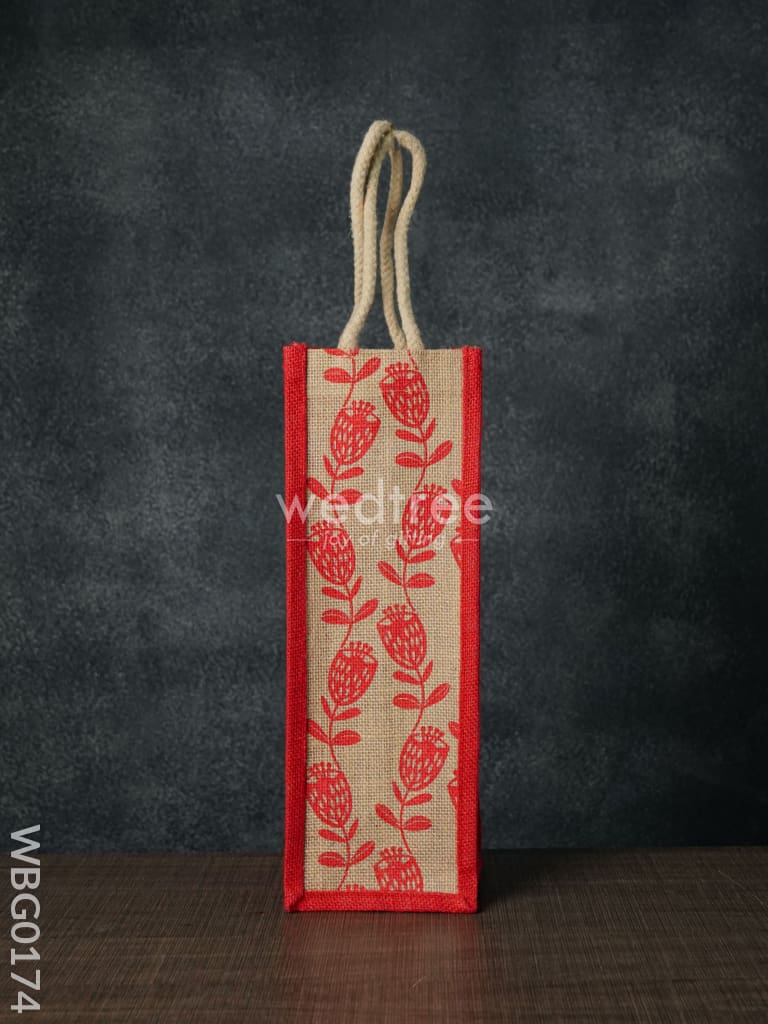 Jutebag - Water Bottle Bag With Floral Print Wbg0174 Jute Bags