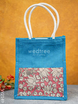 Kalamkari Jute Bag With Rope Handles - W2149 Bags