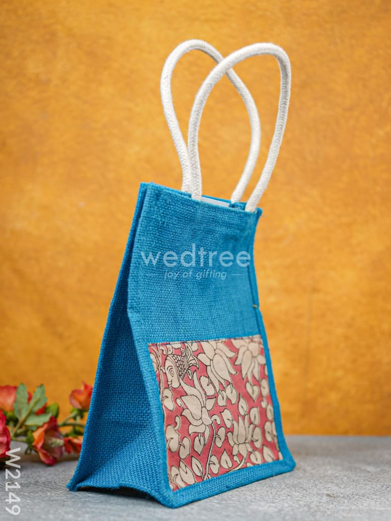 Kalamkari Jute Bag With Rope Handles - W2149 Bags