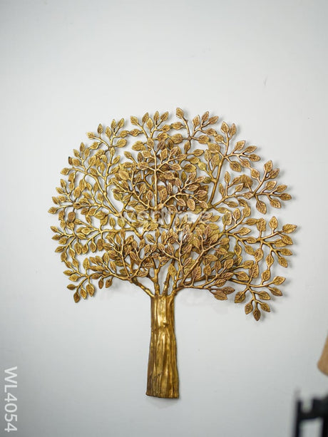 Kalpavriksha Tree With Double Leaves - Wl4054 Brass Wall Hanging