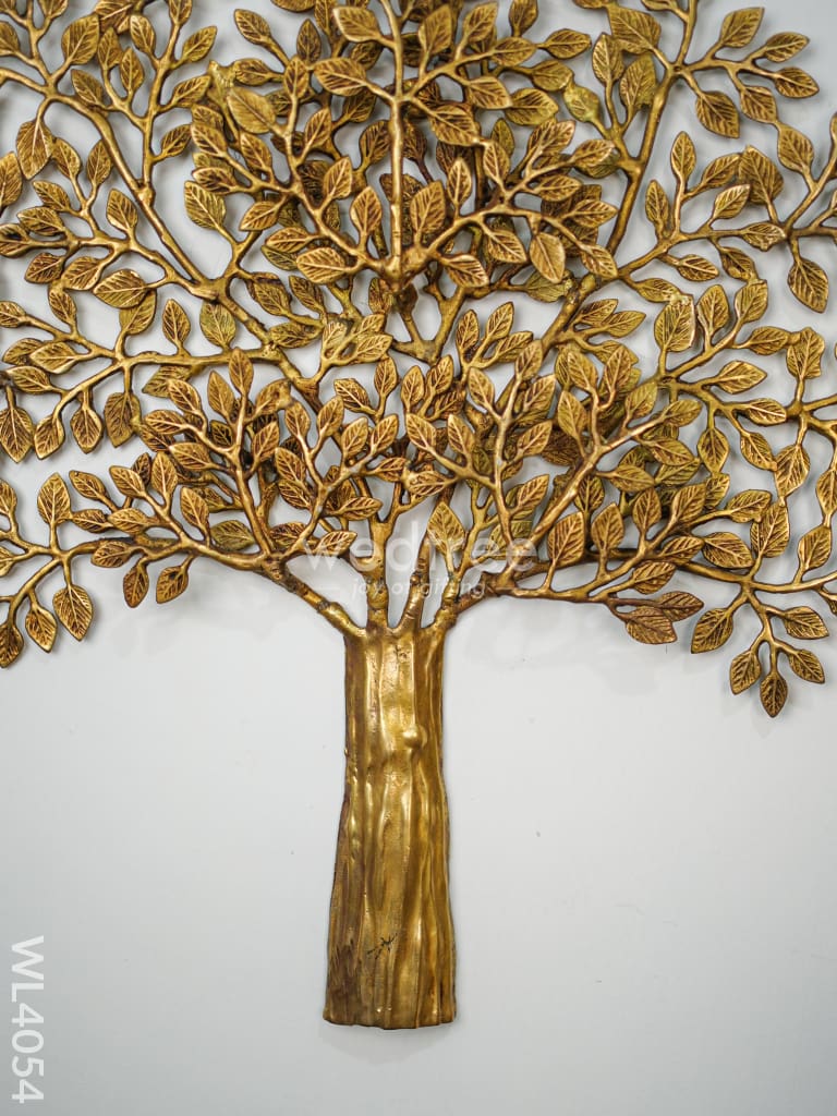 Kalpavriksha Tree With Double Leaves - Wl4054 Brass Wall Hanging