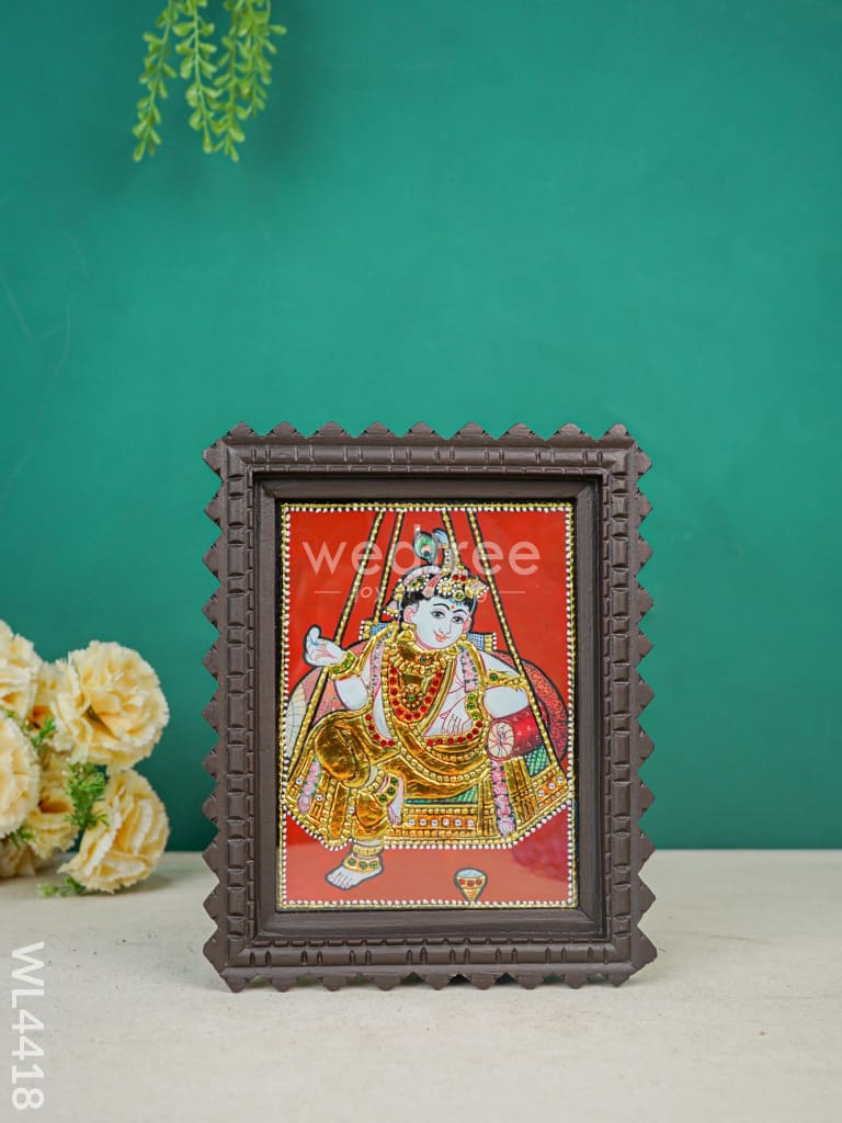 Krishna Photo Frame With Tanjore Art Work - Flat (Gold Foil) 8 X 6 Inch Wl4418 Frames