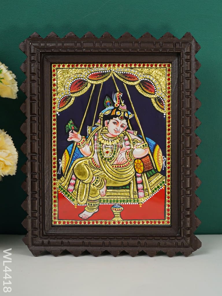 Krishna Photo Frame With Tanjore Art Work - Flat (Gold Foil) 8 X 6 Inch Wl4418 Frames