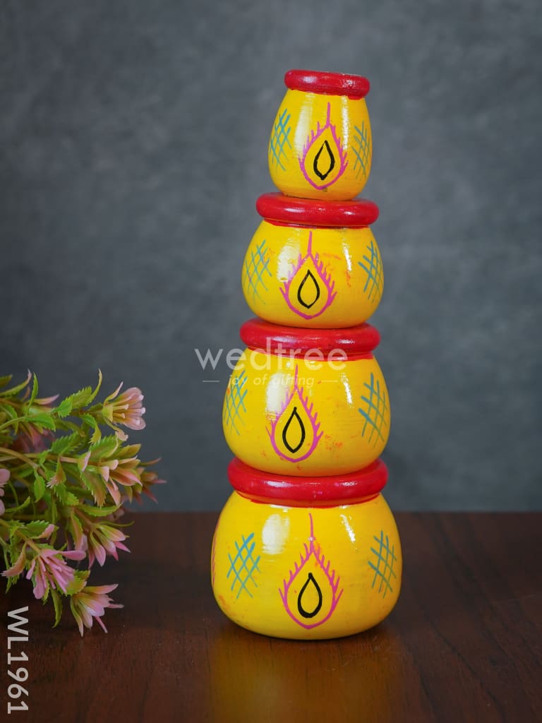 Kubera Lakshmi Pot Set (Set Of 4) - Wl1961 Kids Utility