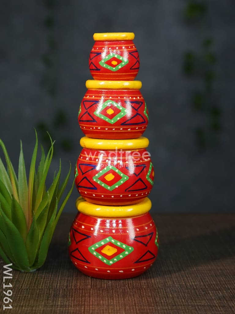 Kubera Lakshmi Pot Set (Set Of 4) - Wl1961 Kids Utility