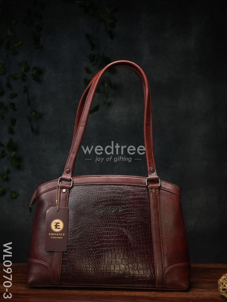 Ladies Handbag - With Big Square Block Design Wl0970 Maroon Handbags