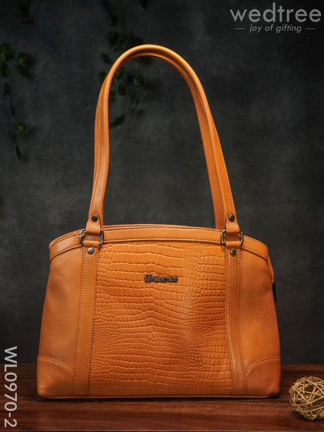 Ladies Handbag - With Big Square Block Design Wl0970 Orange Handbags