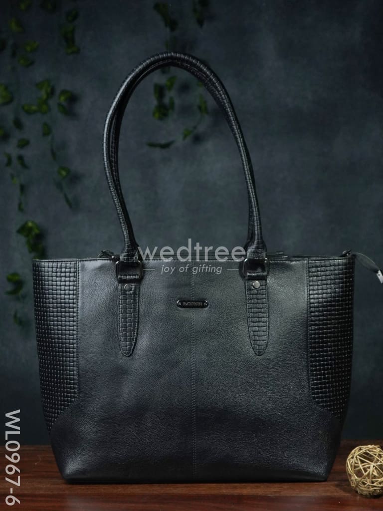 Ladies Handbag - With Squared And Plain Design Mixed Wl0967 Black Handbags