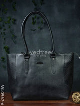 Ladies Handbag - With Squared And Plain Design Mixed Wl0967 Black Handbags