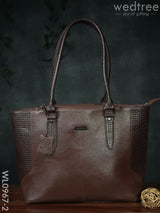 Ladies Handbag - With Squared And Plain Design Mixed Wl0967 Brown Handbags