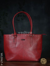 Ladies Handbag - With Squared And Plain Design Mixed Wl0967 Red Handbags