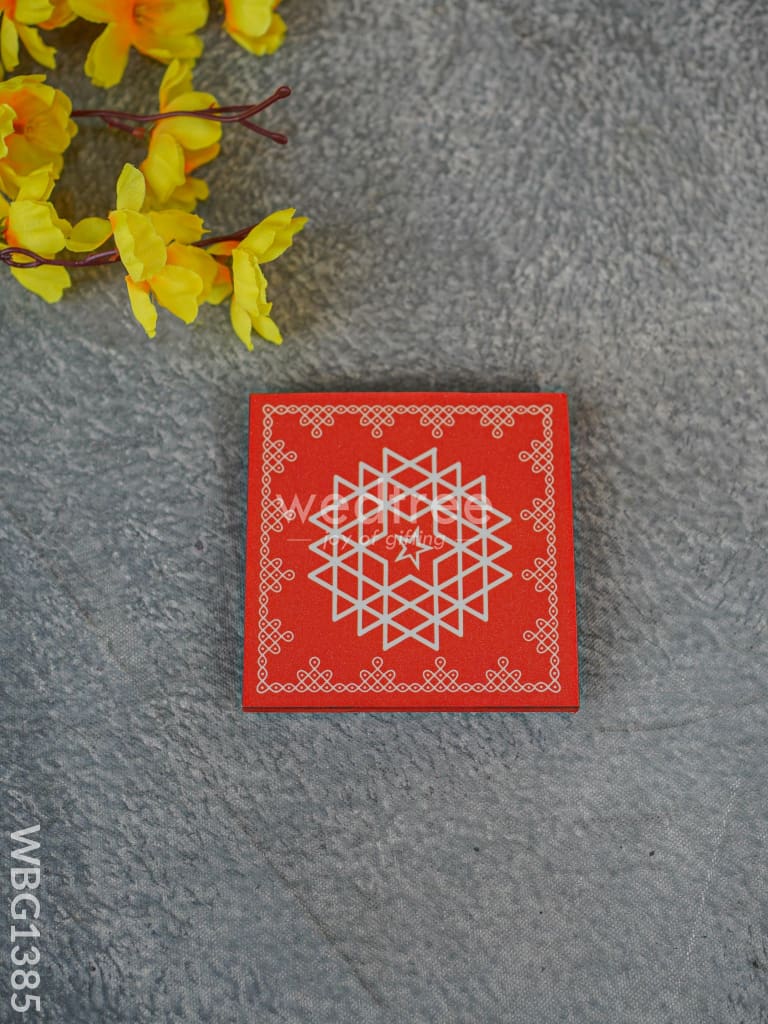 Laminated Manai - Aishwarya Kolam Design 4 Inch X Wbg1385 Rg