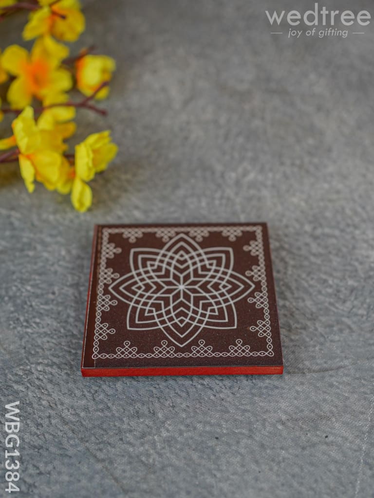 Laminated Manai - Hridhaya Kamalam Kolam Design 4 Inch X Wbg1384 Rg